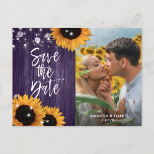 Purple Sunflower Save The Date Photo Postcards