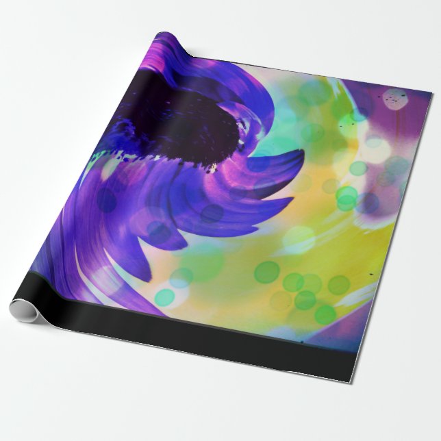 Purple Sunflower Swirl Wrapping Paper (Unrolled)