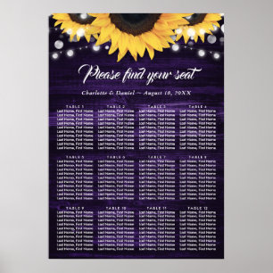 Purple Sunflower Wedding Seating Chart 12