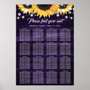 Purple Sunflower Wedding Seating Chart 16