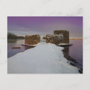 Purple Sunrise At The Snowy Chasewater Castle Holiday Postcard