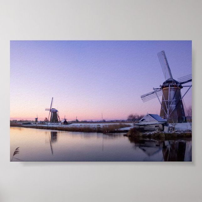 Purple sunrise over the windmills poster (Front)