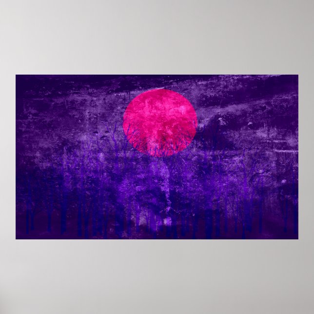 Purple Sunset Abstract Painting Poster (Front)