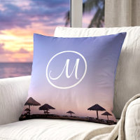 Purple Sunset California Beach Photo Monogram Name