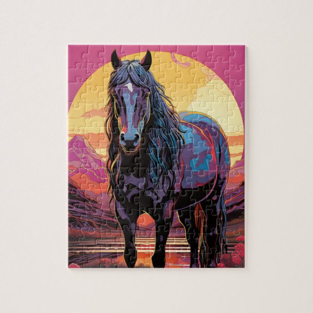 Purple Sunset Horse Jigsaw Puzzle (Vertical)