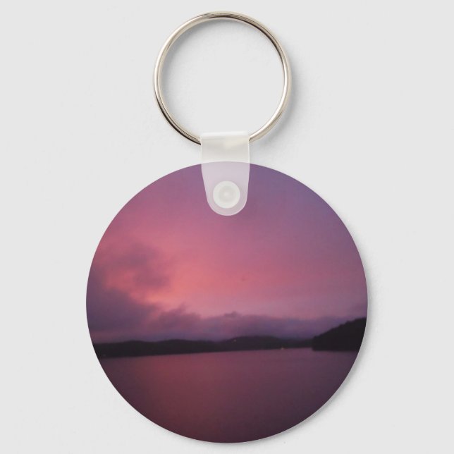 Purple sunset on Lake Arrowhead Key Ring (Front)