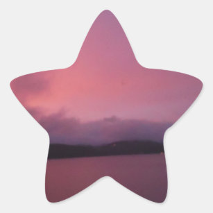 Purple sunset on Lake Arrowhead Star Sticker