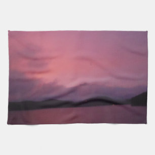 Purple sunset on Lake Arrowhead Tea Towel