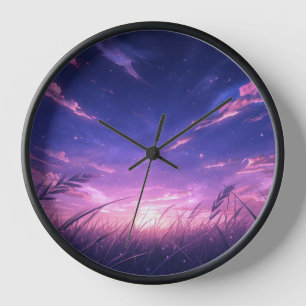 Purple Sunset Sky Wall Clock