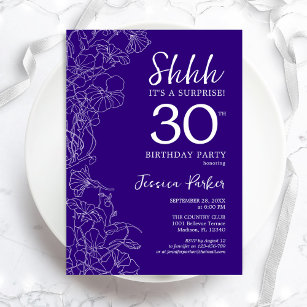 Purple Surprise 30th Birthday Invitation