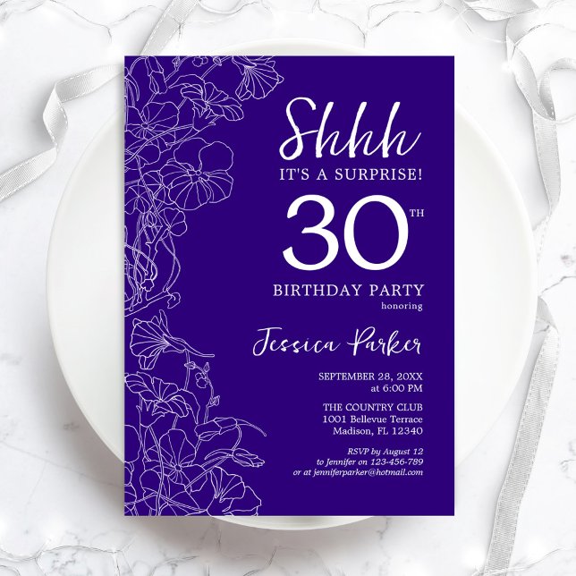 Purple Surprise 30th Birthday Invitation (Creator Uploaded)