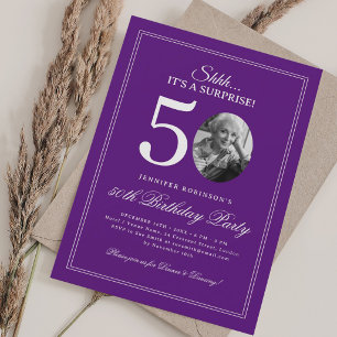 Purple   Surprise 50th Birthday Party Invitation