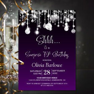 Purple Surprise 70th Birthday Party Invitation
