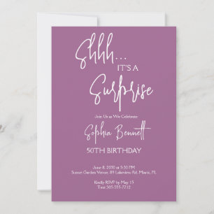 Purple Surprise Party 50th Birthday  Invitation