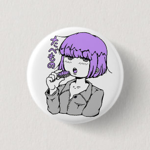 purple sushi 3 cm round badge
