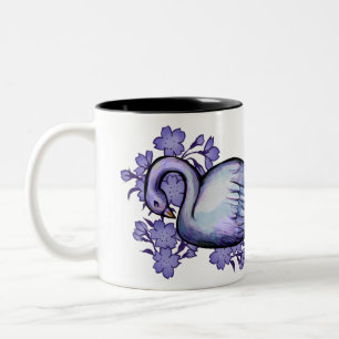 Purple Swan Flower Lake Swans                      Two-Tone Coffee Mug