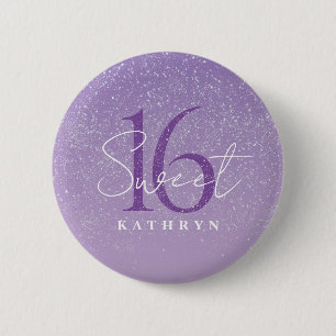 Purple Sweet 16 Custom Name  6 Cm Round Badge