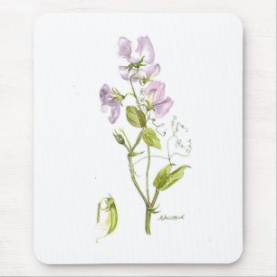 Purple sweet pea watercolor mousepad