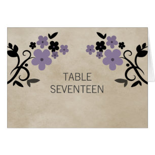 Purple Sweet Vintage Floral Table Number Card