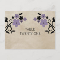 Purple Sweet Vintage Floral Table Number Postcard
