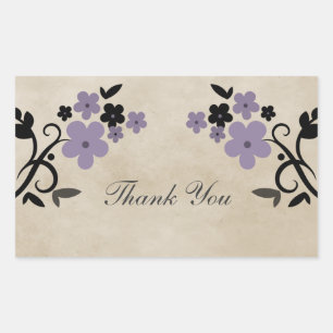 Purple Sweet Vintage Floral Thank You Stickers