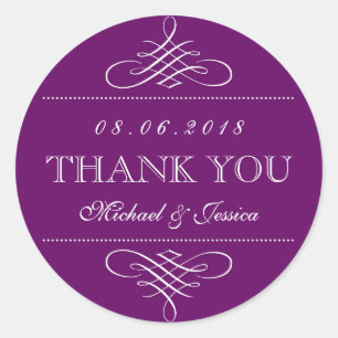 Purple Swirl and Curl Ornament Wedding Stickers