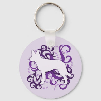 Purple Swirl Australian Kelpie Key Ring