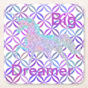 Purple Swirl Coloured Unicorn Coasters Big Dreamer