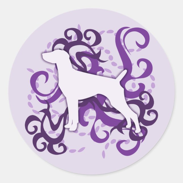 Purple Swirl German Shorthaired Pointer Classic Round Sticker (Front)
