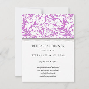 Purple Swirl Rehearsal Dinner Card