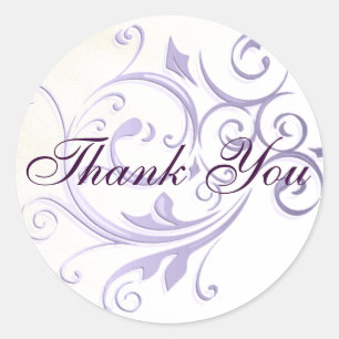Purple Swirl Thank You Sticker/Seal Classic Round Sticker