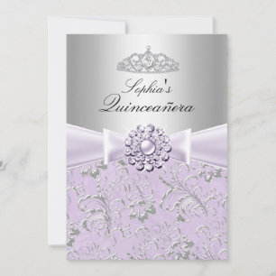 Purple Swirl & Tiara Quinceanera Announcements