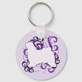 Purple Swirl Tibetan Terrier Key Ring