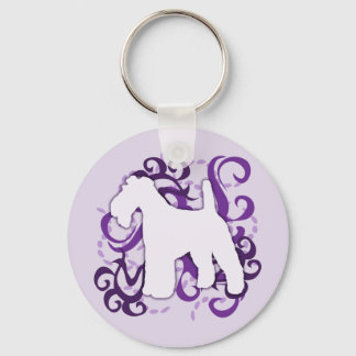 Purple Swirl Wire Fox Terrier Key Ring