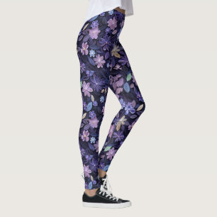 Purple Swirled Florals Leggings