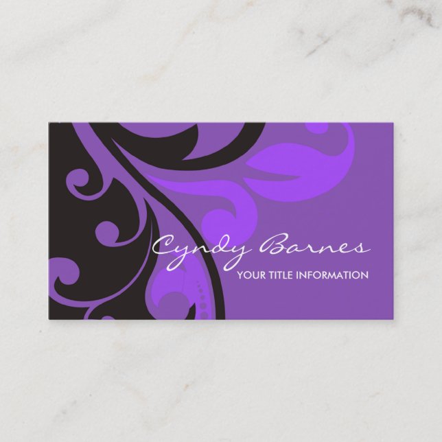 Purple Swirls Business Card (Front)