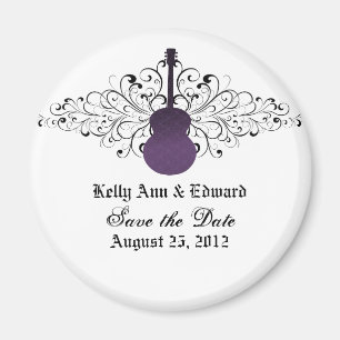 Purple Swirls Guitar Save the Date Magnet