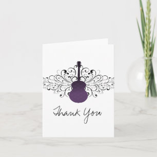 Purple Swirls Guitar Thank You Card