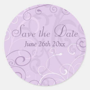 Purple Swirls Save the Date Envelope Seals