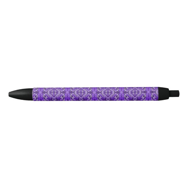 Purple Symmetrical Diamond Shaped Pattern Black Ink Pen (Front)