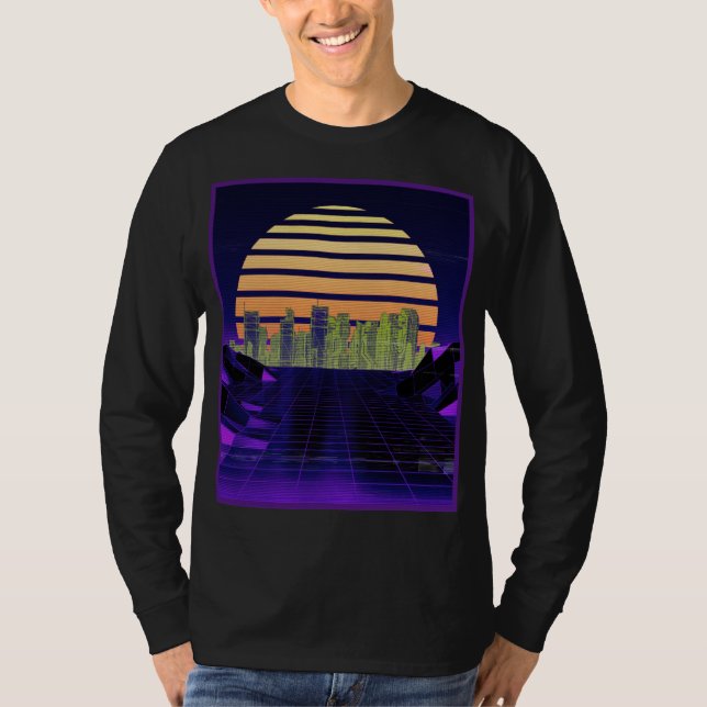 Purple Synthwave Design Men's Long Sleeve T-Shirt (Front)