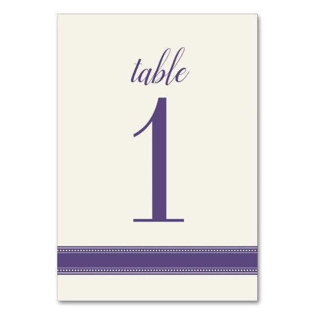 Purple Table Number, Caroline Wedding Table Sign Number (Front)