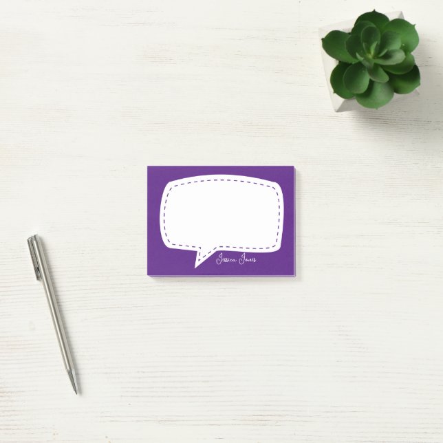 purple Talk Bubble Personalized Name speech bubble Post-it Notes (Office)