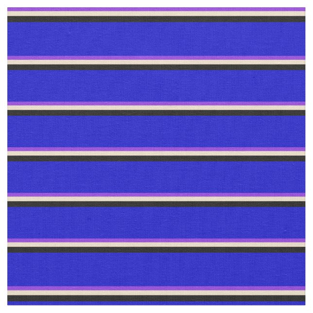 Purple, Tan, Black, and Blue Coloured Pattern Fabric (Close Up)