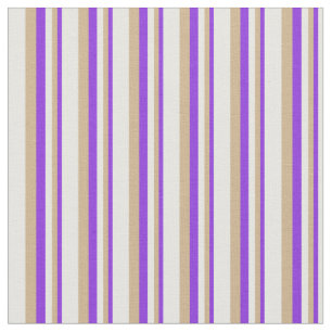 Purple, Tan & Mint Cream Coloured Stripes Fabric