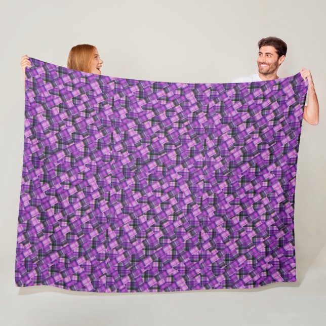 Purple Tartan Crisscross Pattern, Fleece Blanket (In Situ)