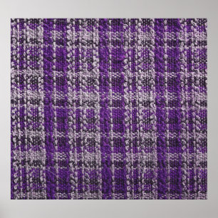 Purple tartan fabric: textured background. poster