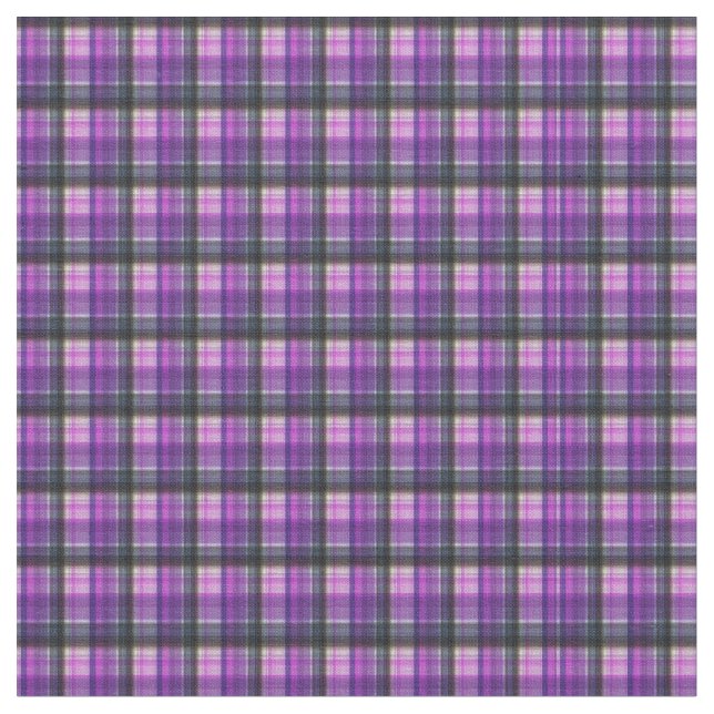 Purple Tartan Print Pattern, Fabric (Close Up)