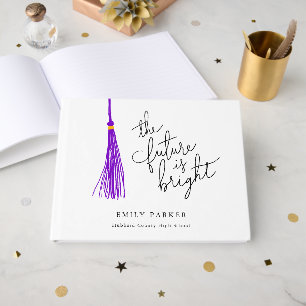 Purple Tassel The Future Is Bright Graduation Guest Book