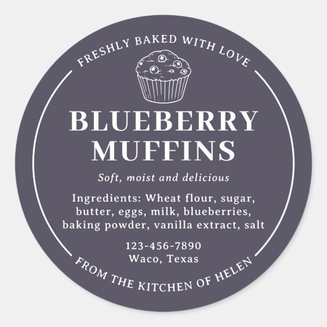 Purple Taupe Blueberry Muffins  Ingredient Label (Front)